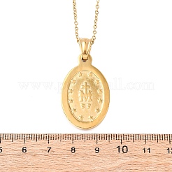 Colliers ovales en acier inoxydable 304 avec pendentif Vierge Marie pour femmes&nbsp;NJEW-B149-02G