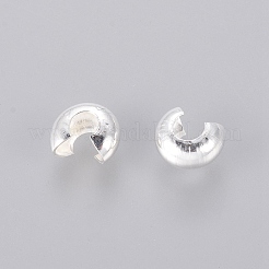 4mm versilberte runde Crimpperlenabdeckungen aus Messing&nbsp;X-EC266-S