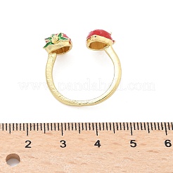 Offene Manschettenringe aus Messing mit Emaille für Damen&nbsp;RJEW-Q019-01A-G