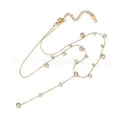 Collana a catena a maglie rotonde piatte con zirconi cubici trasparenti in acciaio inossidabile 304&nbsp;NJEW-Z088-01G