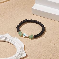 Stretch-Armband mit natürlichen Lavasteinen und Edelsteinperlen&nbsp;BJEW-JB08531