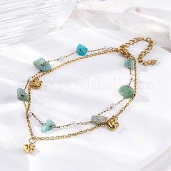 Pulseras de múltiples hilos con cadena de cable de acero inoxidable 304 de estilo bohemio&nbsp;LS-BJEW-Z088-01A-G