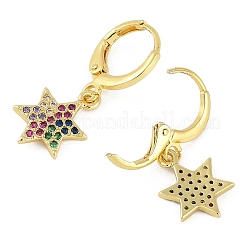 Orecchini a cerchio da donna in ottone con micro pavé di zirconi cubici&nbsp;EJEW-B067-01G-02