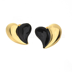 Boucles d'oreilles à tige en acier inoxydable 304 en forme de cœur&nbsp;LS-EJEW-A130-01G-01