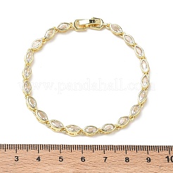 Bracelets à maillons en laiton ornés de micro-pavés de zirconiums cubiques transparents&nbsp;BJEW-C156-07B-G