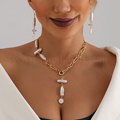 Boucles d'oreilles pendantes en alliage imitation perle fleur&nbsp;FS-WG12CEA-02