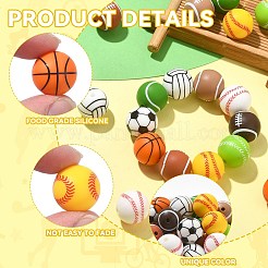 20 Stück 10 Stil Sport Thema Lebensmittelqualität umweltfreundliche Silikon Fokalperlen&nbsp;SIL-CJ0001-13