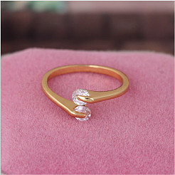 Veri e propri anelli polsino in zirconi di ottone placcato oro 18k&nbsp;RJEW-EE0001-024C