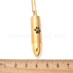Collier pendentif en forme de balle en acier inoxydable 304 en forme d'empreinte de patte pour animal de compagnie&nbsp;NJEW-P326-03G