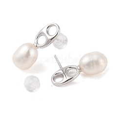 Orecchini a bottone in argento sterling anti-ossidazione&nbsp;EJEW-C087-11C-P