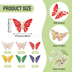 12 pieza de alfileres de esmalte de mariposa de 6 colores&nbsp;JEWB-TA0001-24