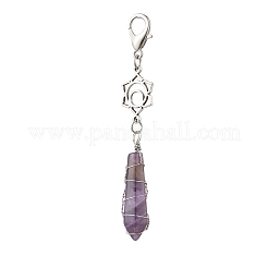 Colgante decorativo con forma de bala de alambre de cobre y chakras&nbsp;HJEW-JM03292