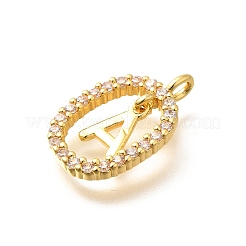 26 pendentif en laiton avec lettres A à Z et micro pavé de zircones cubiques&nbsp;ZIRC-P123-01G-01