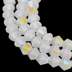 Chapelets de perles en verre électroplaqué d'imitation jade&nbsp;GLAA-F029-J4mm-D06