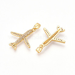 Pendentifs avec zircon cubiques à micro-pavés en laiton&nbsp;X-KK-T070-83G