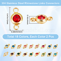 36 pz 18 colori maglie/connettori in strass in acciaio inossidabile 304&nbsp;STAS-BBC0006-35