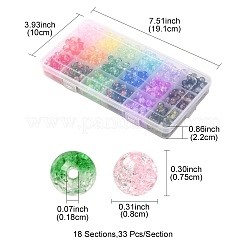 594 pz 18 colori perline acriliche craquelé trasparenti&nbsp;CACR-YW0001-04