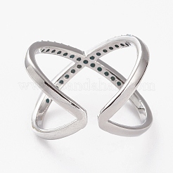 Micro ottone spianare anelli gemelli zirconi&nbsp;RJEW-C101-13G-D