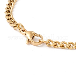Bracciale con ciondolo a forma di rettangolo e stella in acciaio inossidabile 201 con catena a maglie per donna&nbsp;STAS-P304-19G