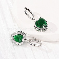 Orecchini a cerchio a forma di cuore in ottone e vetro per San Valentino&nbsp;EJEW-Z164-23P-04