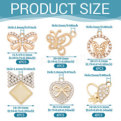 24 Stück 6 Stile Legierung Kristall Strass Anhänger&nbsp;FIND-TA0006-20LG