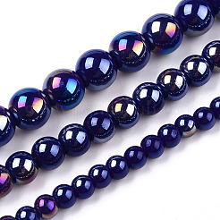 Chapelets de perles en verre opaque électrolytique&nbsp;GLAA-T032-P4mm-AB03