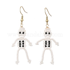 Orecchini pendenti di Halloween con perline di vetro.&nbsp;EJEW-MZ00769-01
