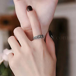 925 verstellbarer Fingerring aus Sterlingsilber mit runden Perlen&nbsp;FS-WG9B90D-01