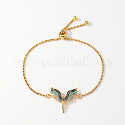 Armbänder aus Messing mit Zirkonia-Steinen und Göttinnenflügel-Anhänger für Damen&nbsp;FS4700