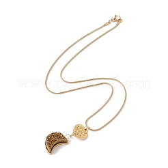 Collier pendentif en quartz naturel avec cœur et lune et chaîne serpent en acier inoxydable 304&nbsp;NJEW-K244-11G