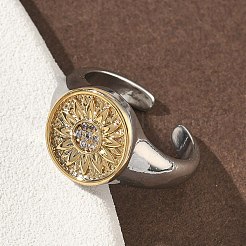 Messing Micro Pave klare Manschettenringe aus Zirkonia&nbsp;RJEW-G364-01GP-01