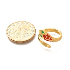 Anello aperto a forma di serpente in acciaio inossidabile smaltato 201 per donna&nbsp;RJEW-A053-05G-01