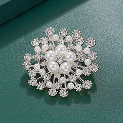 Broches de rhinestone de aleación de flores para mujer&nbsp;DJ-PW-WGD2C4F-01