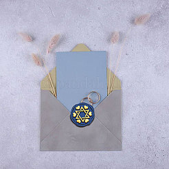 Sechskant-Wachssiegelstempel aus goldfarbenem Messing mit Holzgriff&nbsp;AJEW-WH0375-0003