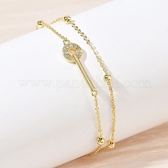 Bracelets à maillons simples en laiton sertis de micro-pavés de zirconiums cubiques transparents&nbsp;KK-CBA6980-20G