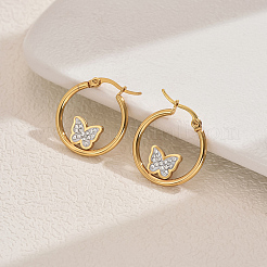 Orecchini a cerchio geometrici retrò casual 201 in acciaio inossidabile con strass per donna&nbsp;LU7755-1