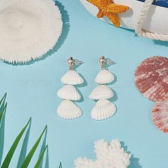 Natürliche spiralförmige Muschel- und Muschelperlen-Ohrstecker&nbsp;EJEW-TA00168