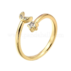 Mikropavé-Manschettenringe aus klarem Zirkonia aus Messing für Damen&nbsp;RJEW-H247-26G