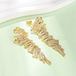 Pendientes colgantes de latón multicapa con micro circonitas cúbicas transparentes para mujer.&nbsp;EJEW-F418-24G