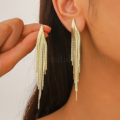 Ohrringe mit Zirkonia-Ketten und Quasten&nbsp;EJEW-P236-06G