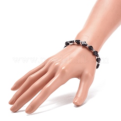 Synthetisches türkisfarbenes (gefärbtes) Stretch-Armband mit Kreuz und Totenkopfperlen&nbsp;BJEW-JB08451-03