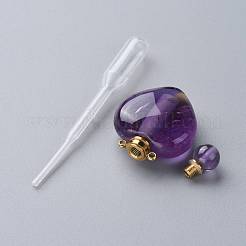Natürliche Amethyst zu öffnende Parfümflasche Anhänger&nbsp;G-K420-05