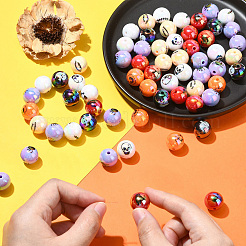 50 Stück Acrylperlen mit Halloween-Motiv.&nbsp;OACR-CJ0002-21