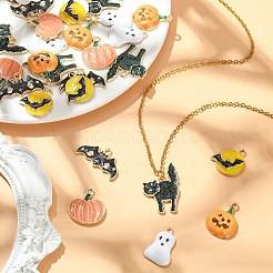 30 stücke 6 arten halloween rack überzug legierung emaille anhänger&nbsp;PALLOY-CJ0002-32