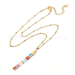 Collana con ciondolo con perline di semi giapponesi a barra verticale per donna ragazza&nbsp;NJEW-JN03693-03