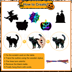 Halloween Regenbogen Kratzpapier Kunst Anhänger Dekorationssets&nbsp;DIY-WH20013-22