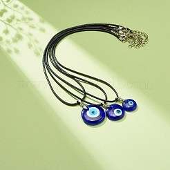 3 pz 3 collane con ciondolo a lume di malocchio di dimensioni 17-7/8 con cordini cerati per le donne&nbsp;NJEW-JN03954