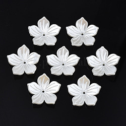 ABS-Kunststoff-Nachahmung Perlen, Blume, creme-weiß, 25x26x5.5 mm, Bohrung: 1.6 mm