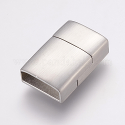 304 Magnetverschluss aus Edelstahl mit Klebeenden, Rechteck, matt, Edelstahl Farbe, 24x15.5x7.5 mm, Bohrung: 5x14 mm