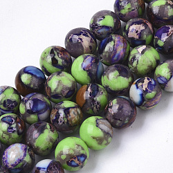 Synthetic Regalite/Imperial Jasper/Sea Sediment Jasper Beads Strands, Dyed, Round, Purple, 8mm, Hole: 1mm, about 51pcs/strand, 15.94 inch(40.5cm)